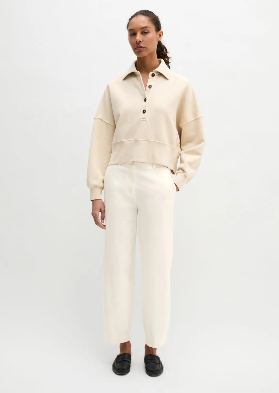 Polo-Sweatshirt oversize mit recycelter Baumwolle