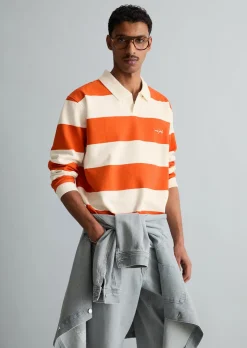 Polo-Sweatshirt relaxed mit gedrucktem Streifenmuster