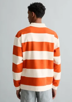 Polo-Sweatshirt relaxed mit gedrucktem Streifenmuster