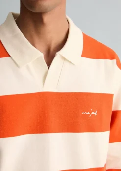 Polo-Sweatshirt relaxed mit gedrucktem Streifenmuster