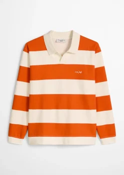 Polo-Sweatshirt relaxed mit gedrucktem Streifenmuster