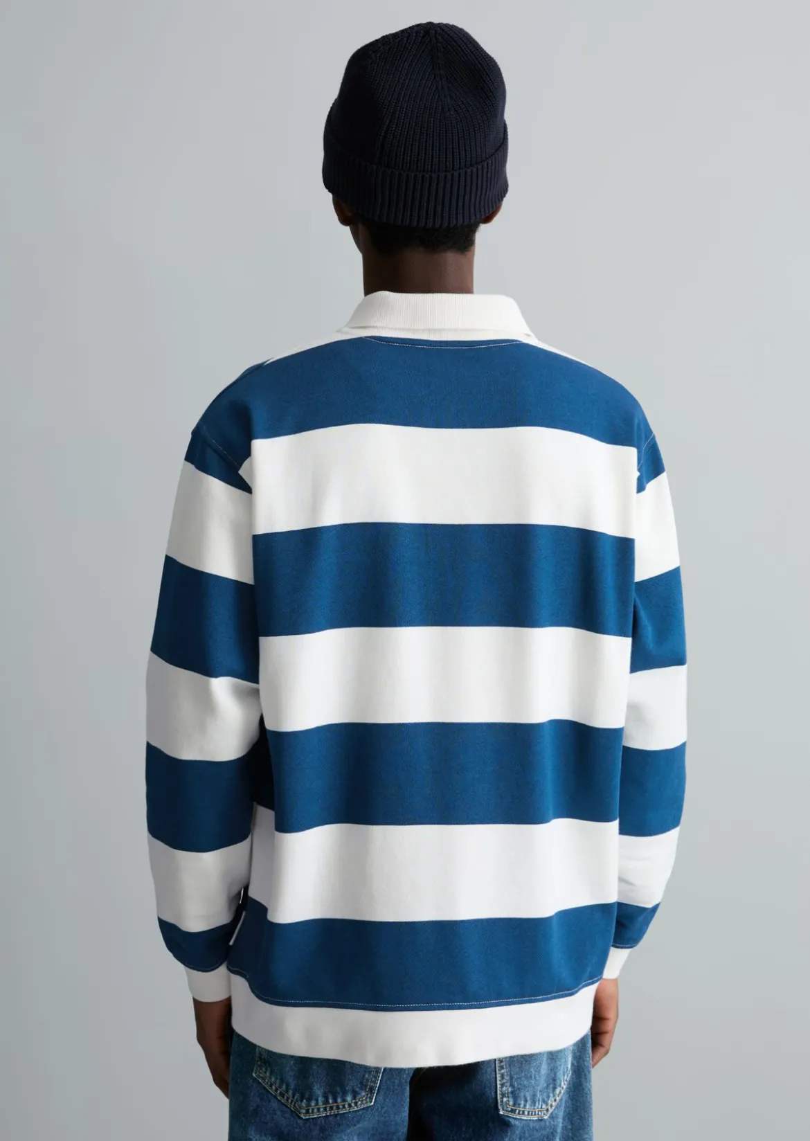 Polo-Sweatshirt relaxed mit gedrucktem Streifenmuster