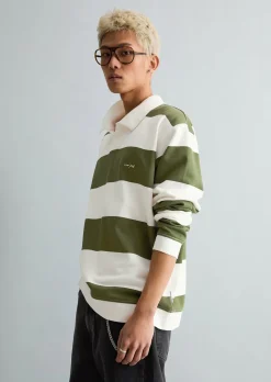 Polo-Sweatshirt relaxed mit gedrucktem Streifenmuster