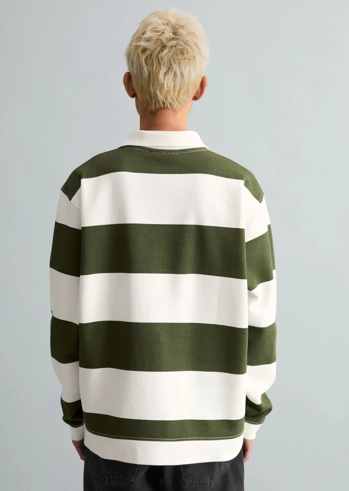 Polo-Sweatshirt relaxed mit gedrucktem Streifenmuster