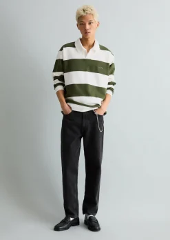 Polo-Sweatshirt relaxed mit gedrucktem Streifenmuster