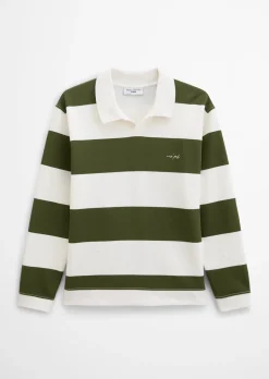 Polo-Sweatshirt relaxed mit gedrucktem Streifenmuster