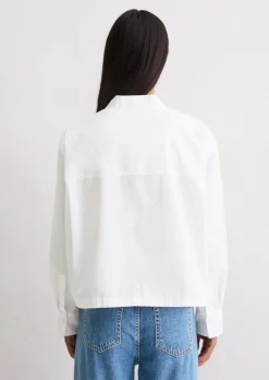 Popeline-Bluse relaxed im Blouson-Stil