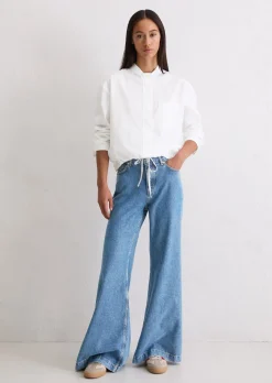 Popeline-Bluse relaxed im Blouson-Stil