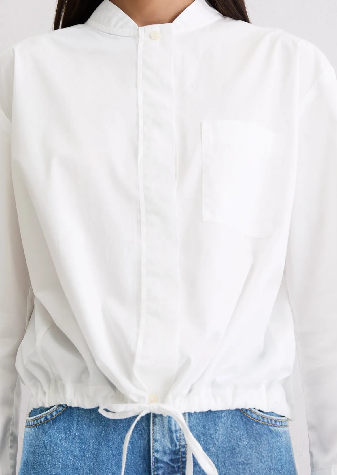Popeline-Bluse relaxed im Blouson-Stil