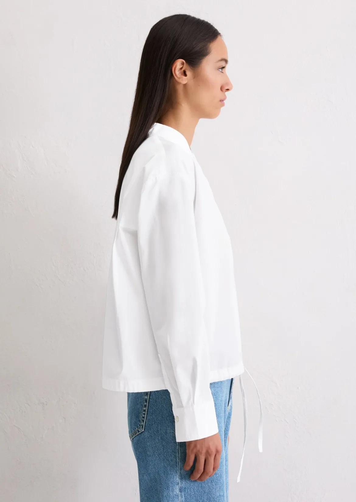 Popeline-Bluse relaxed im Blouson-Stil