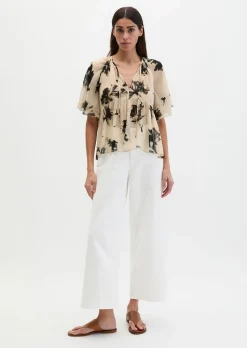 Print-Bluse loose aus Crinkle-Viskose