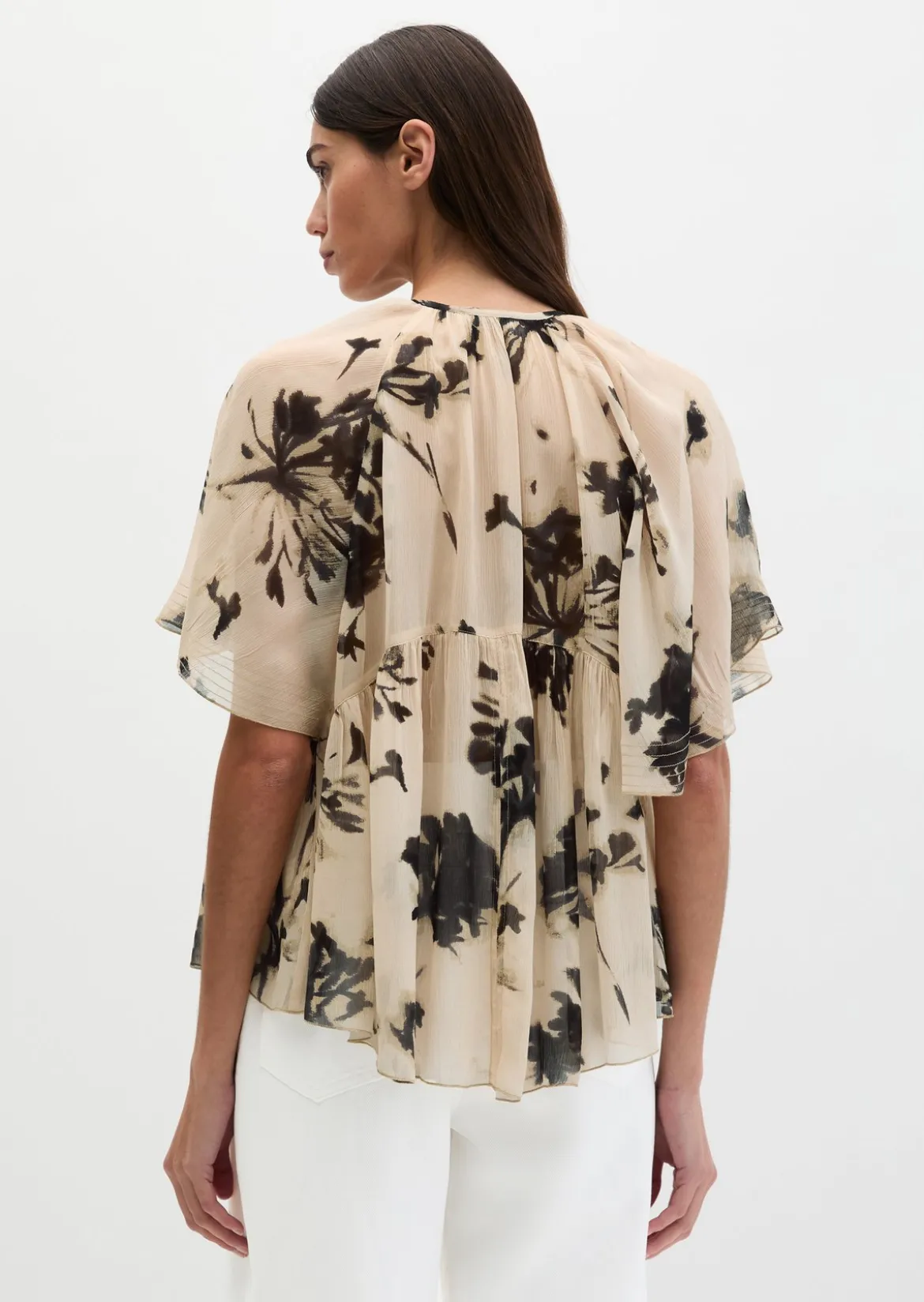 Print-Bluse loose aus Crinkle-Viskose