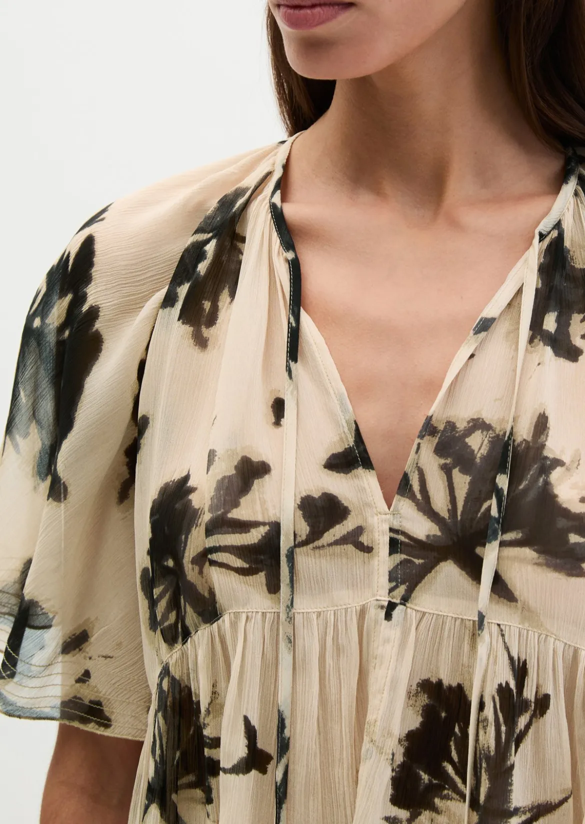 Print-Bluse loose aus Crinkle-Viskose