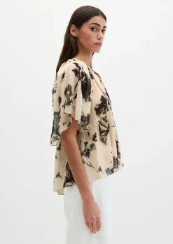 Print-Bluse loose aus Crinkle-Viskose
