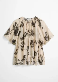 Print-Bluse loose aus Crinkle-Viskose