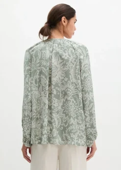 Print-Bluse loose aus leichtem Viskose-Twill