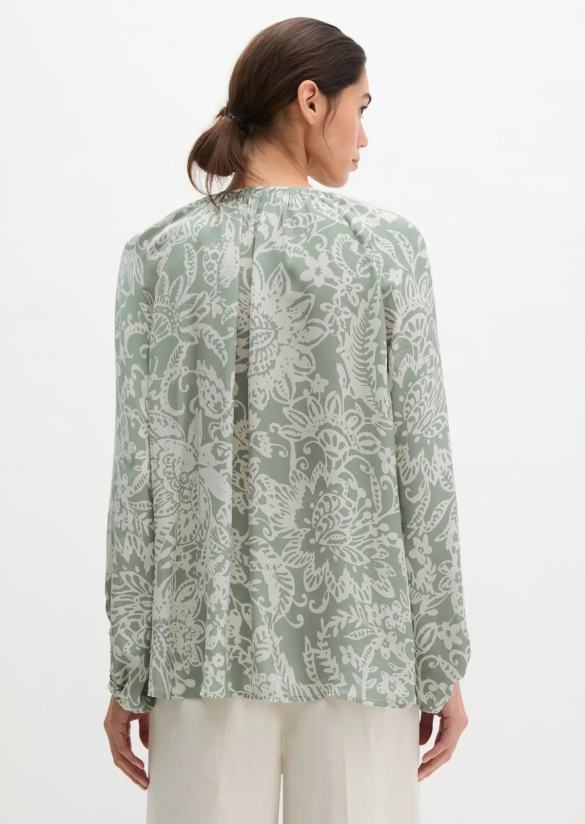 Print-Bluse loose aus leichtem Viskose-Twill