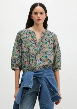 Print-Bluse relaxed aus bedrucktem Baumwoll-Voile