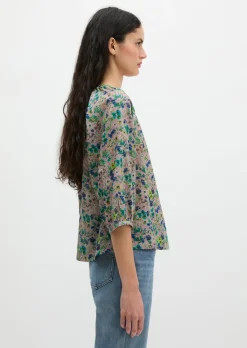 Print-Bluse relaxed aus bedrucktem Baumwoll-Voile