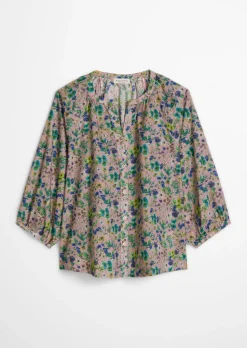 Print-Bluse relaxed aus bedrucktem Baumwoll-Voile