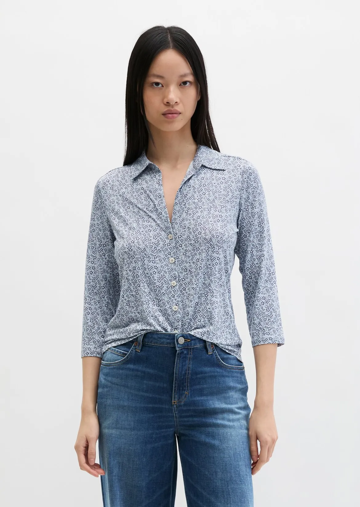 Print-Jerseybluse regular aus LENZING™ ECOVERO™