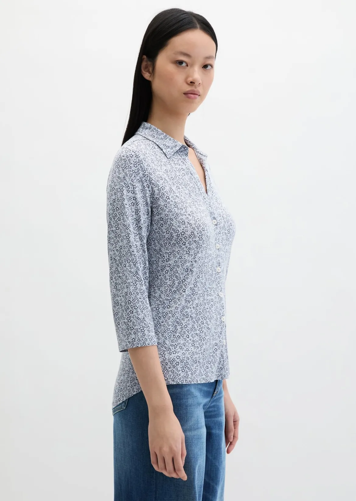 Print-Jerseybluse regular aus LENZING™ ECOVERO™