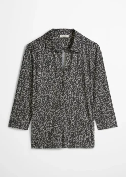Print-Jerseybluse regular aus LENZING™ ECOVERO™