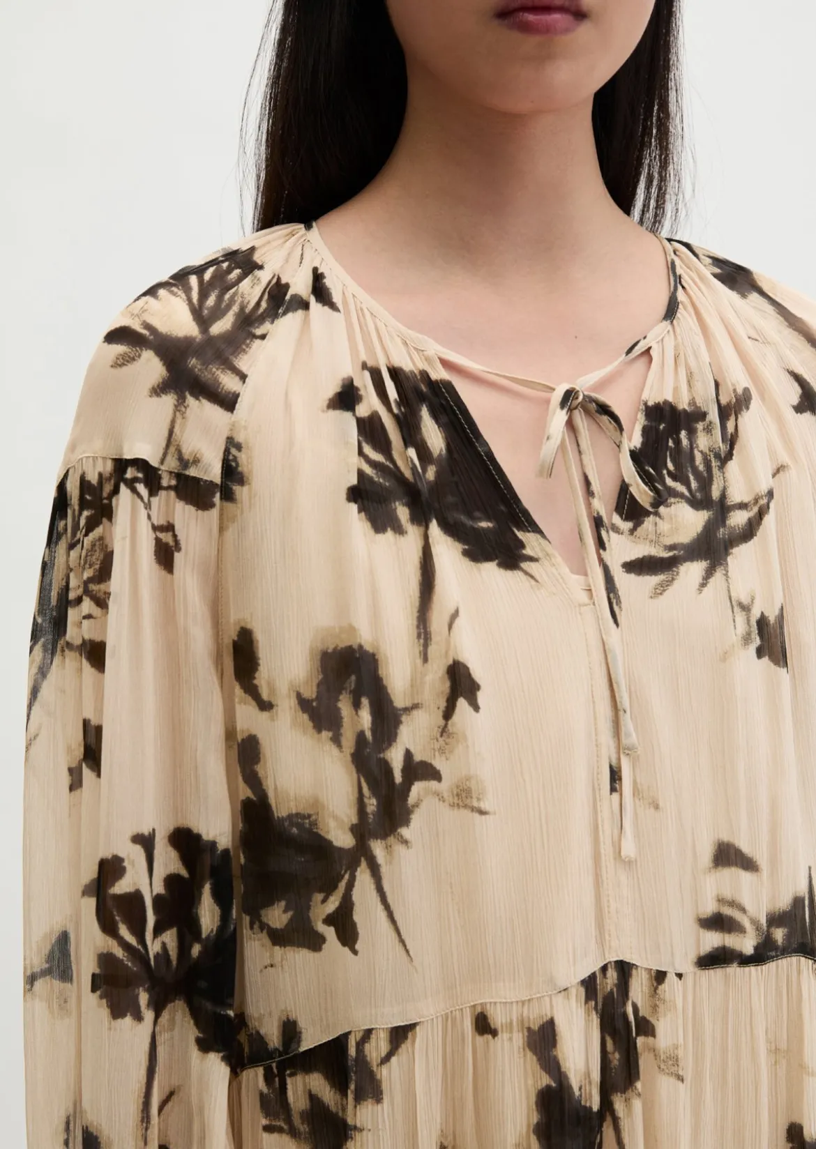 Print-Kleid loose aus Crinkle-Viskose
