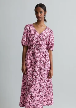 Printkleid relaxed aus Viskose-Mix mit Crinkle-Effekt