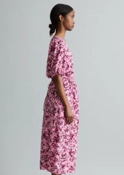 Printkleid relaxed aus Viskose-Mix mit Crinkle-Effekt