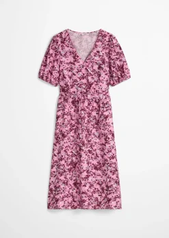 Printkleid relaxed aus Viskose-Mix mit Crinkle-Effekt