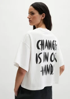 Print-T-Shirt loose aus regenerativer Bio-Baumwolle