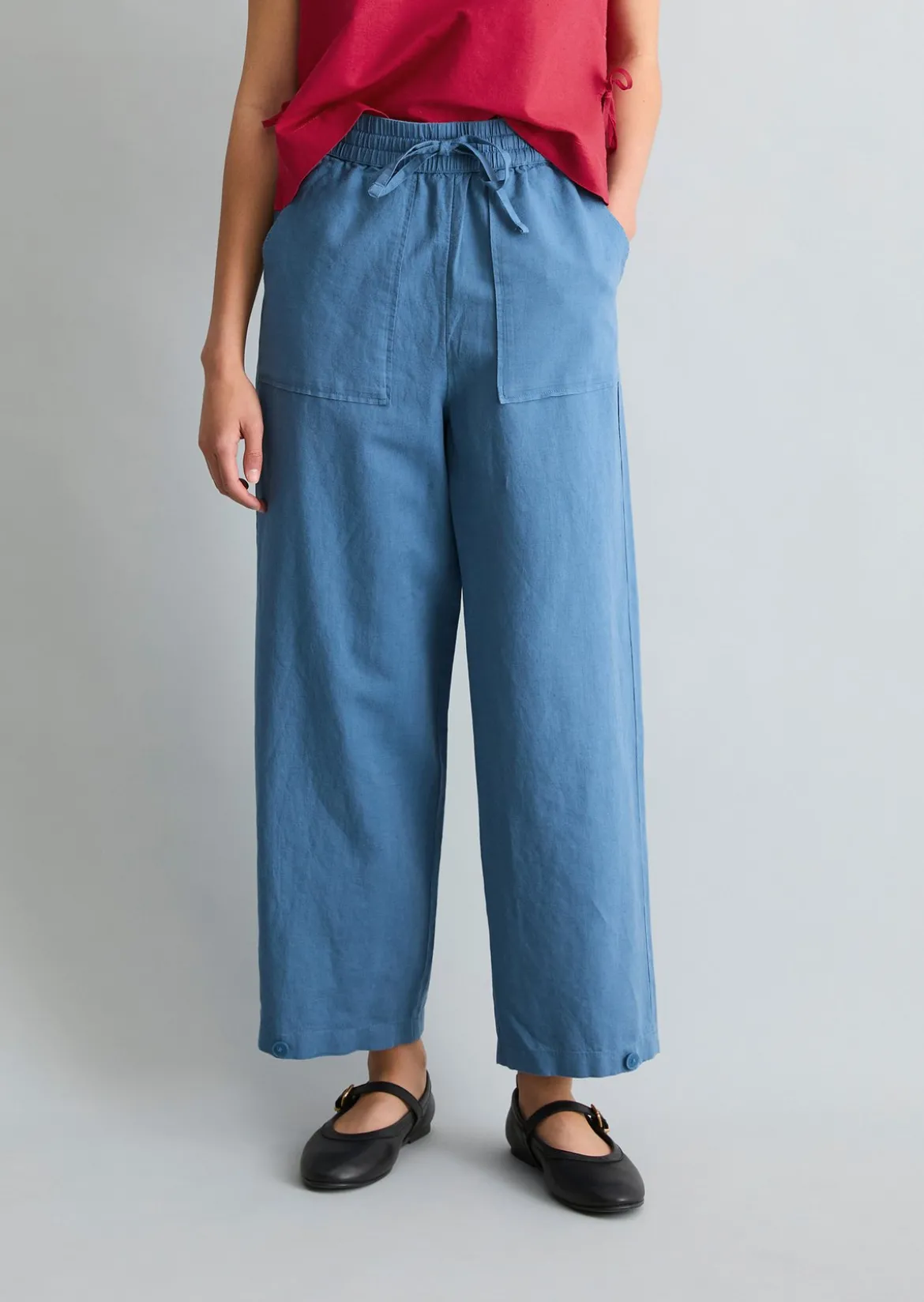 Pull-on-Pants regular aus Leinen-Baumwolle-Mix