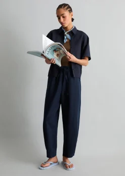 Pull-on-Pants regular aus Leinen-Baumwolle-Mix