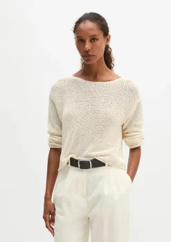 Pullover loose aus Leinen-Baumwolle-Mix