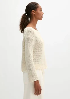 Pullover loose aus Leinen-Baumwolle-Mix