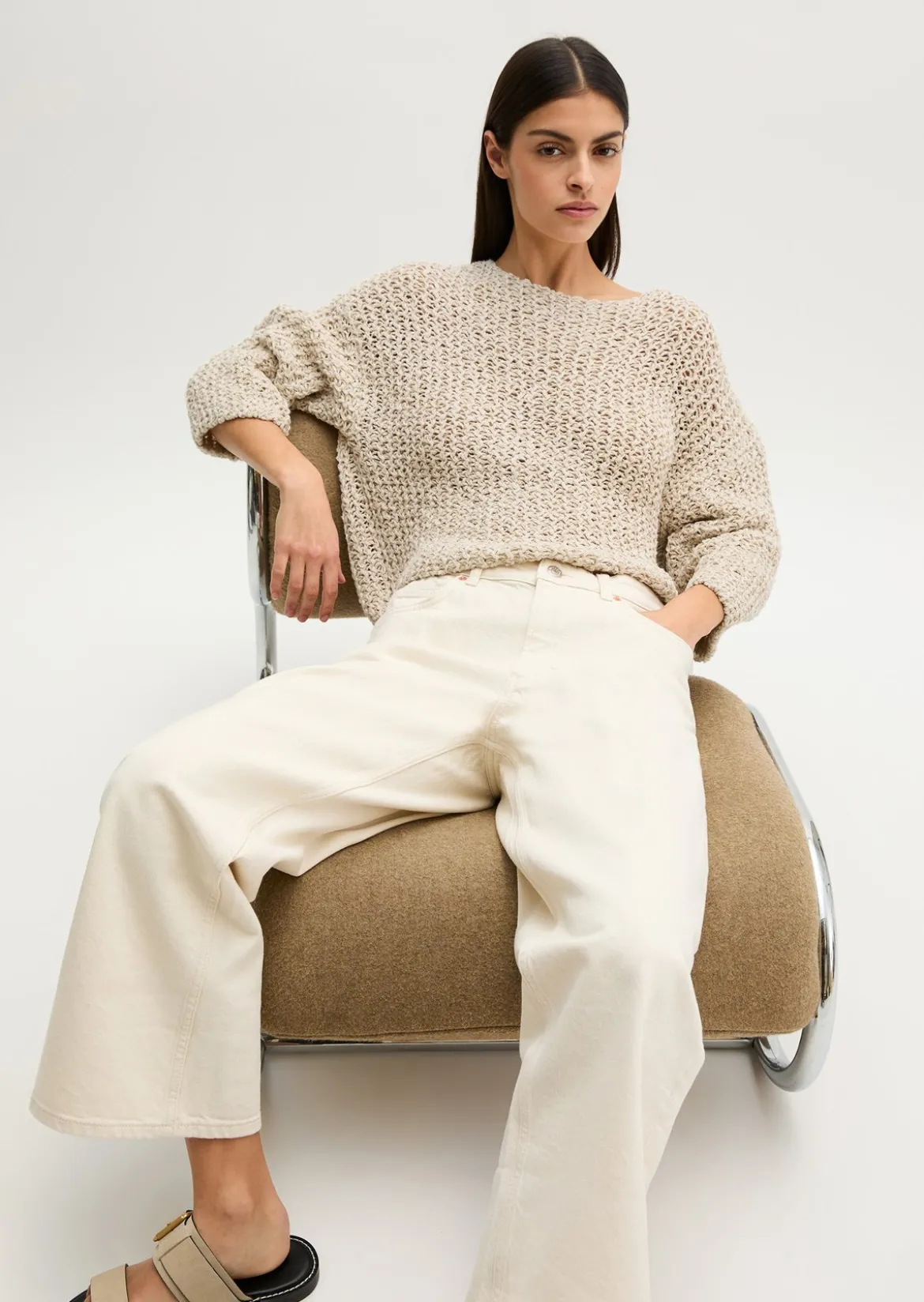 Pullover loose cropped aus Organic-Cotton-Mix-Slub
