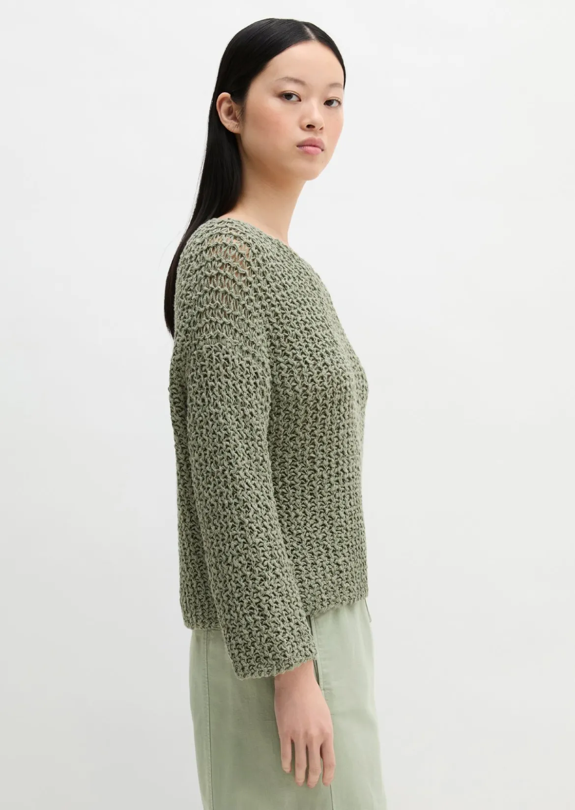 Pullover loose cropped aus Organic-Cotton-Mix-Slub
