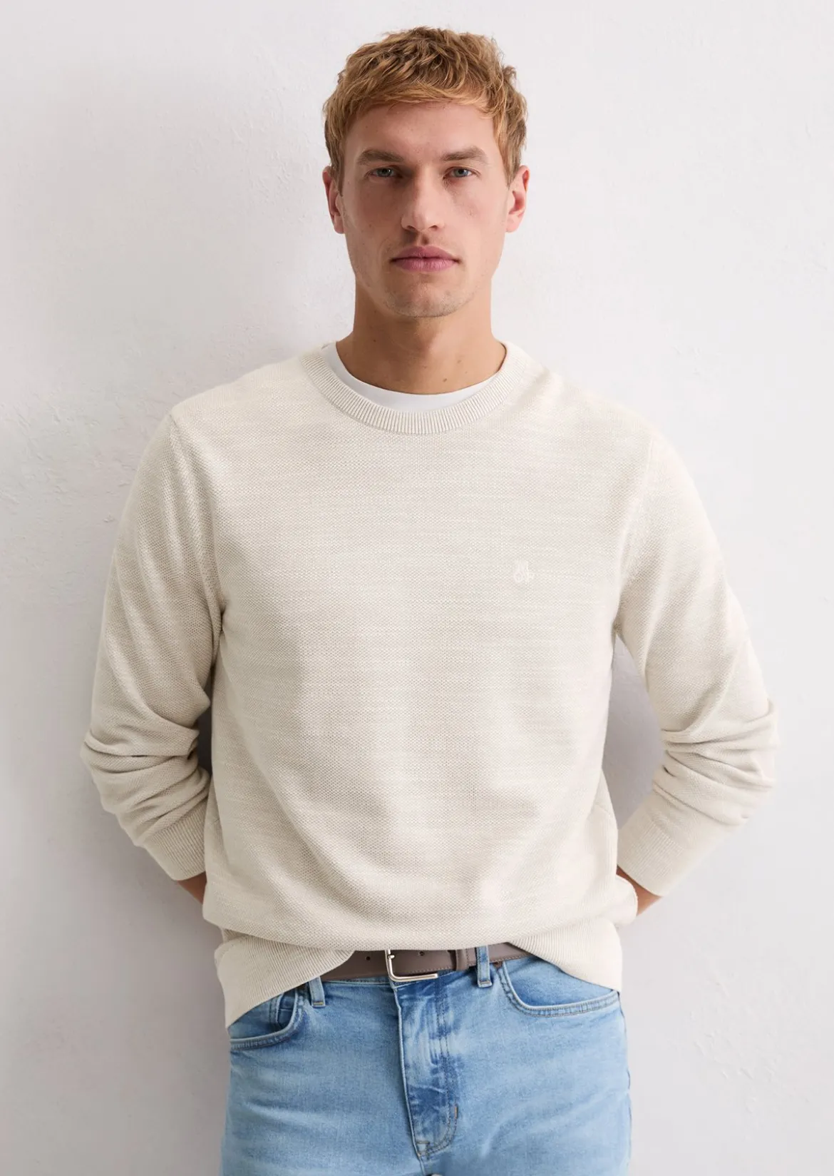 Pullover regular aus Bio-Baumwoll-Piqué