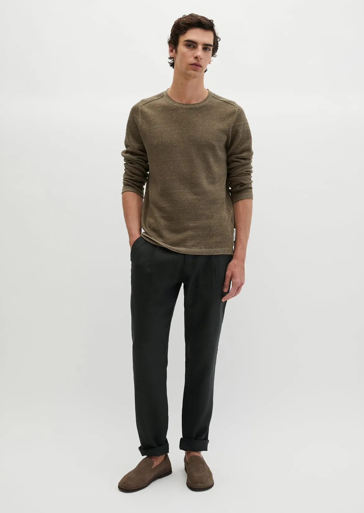 Pullover regular aus Bio-Baumwolle und Leinen