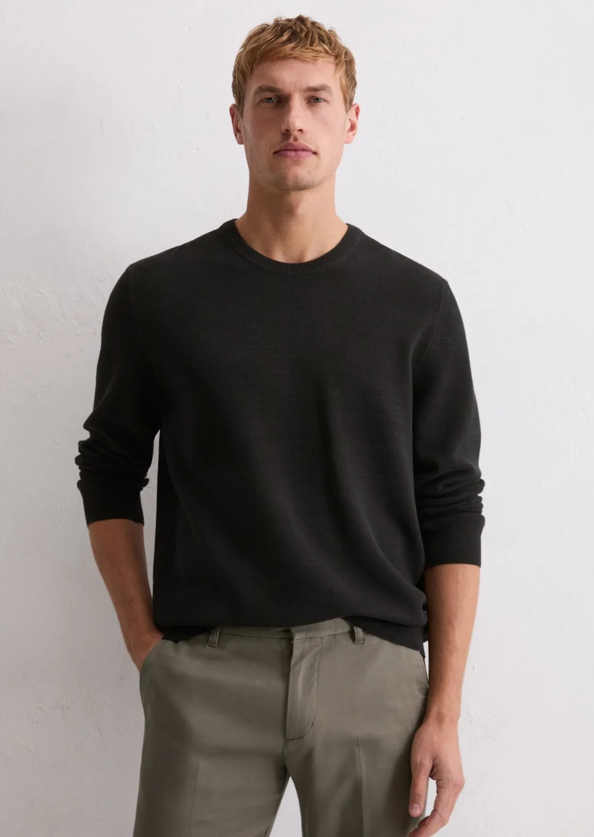 Pullover regular aus Bio-Baumwoll-Piqué