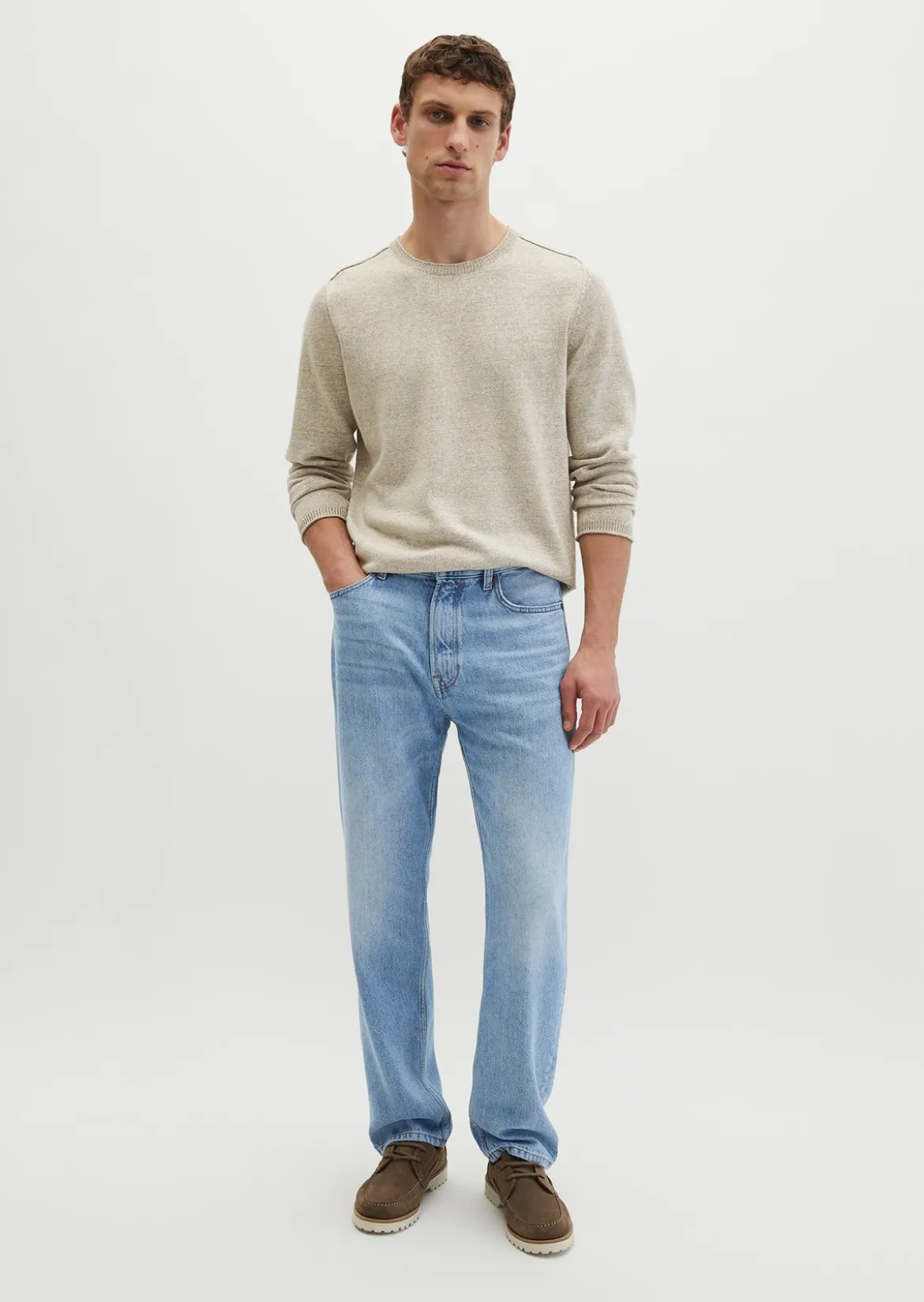 Pullover regular aus Bio-Baumwolle und Leinen