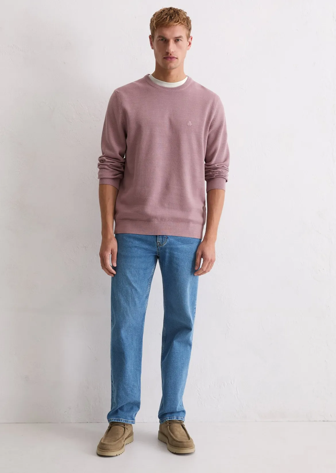 Pullover regular mit feiner Piqué-Struktur
