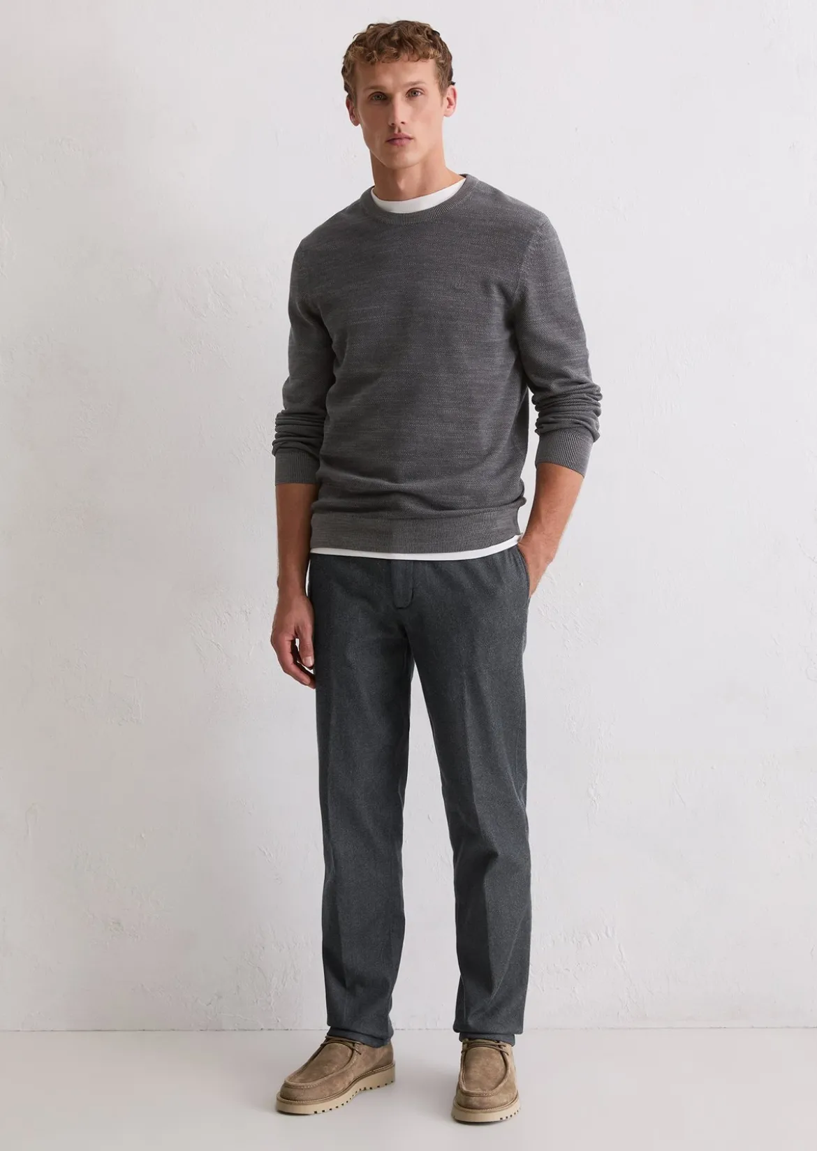 Pullover regular mit feiner Piqué-Struktur