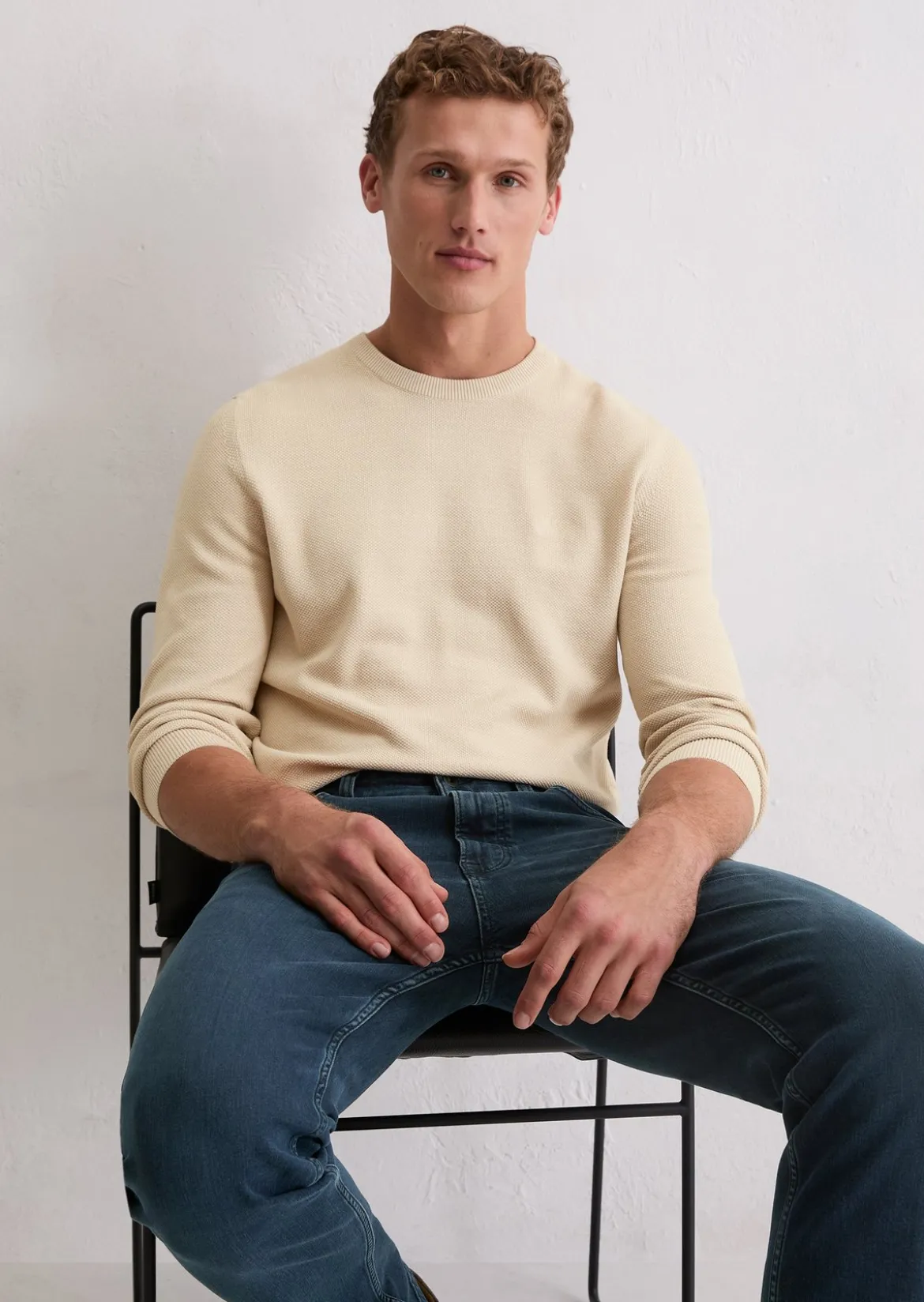Pullover regular mit feiner Piqué-Struktur