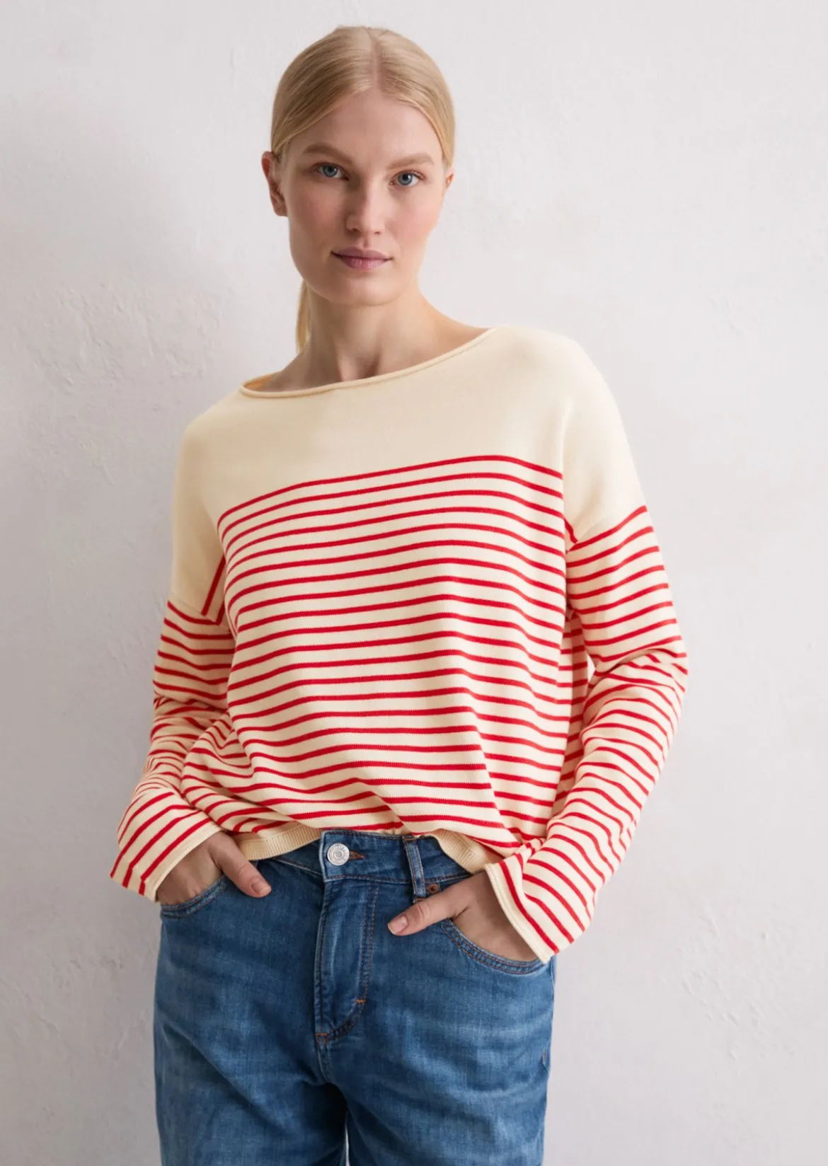 Ringelpullover loose aus reiner Bio-Baumwolle