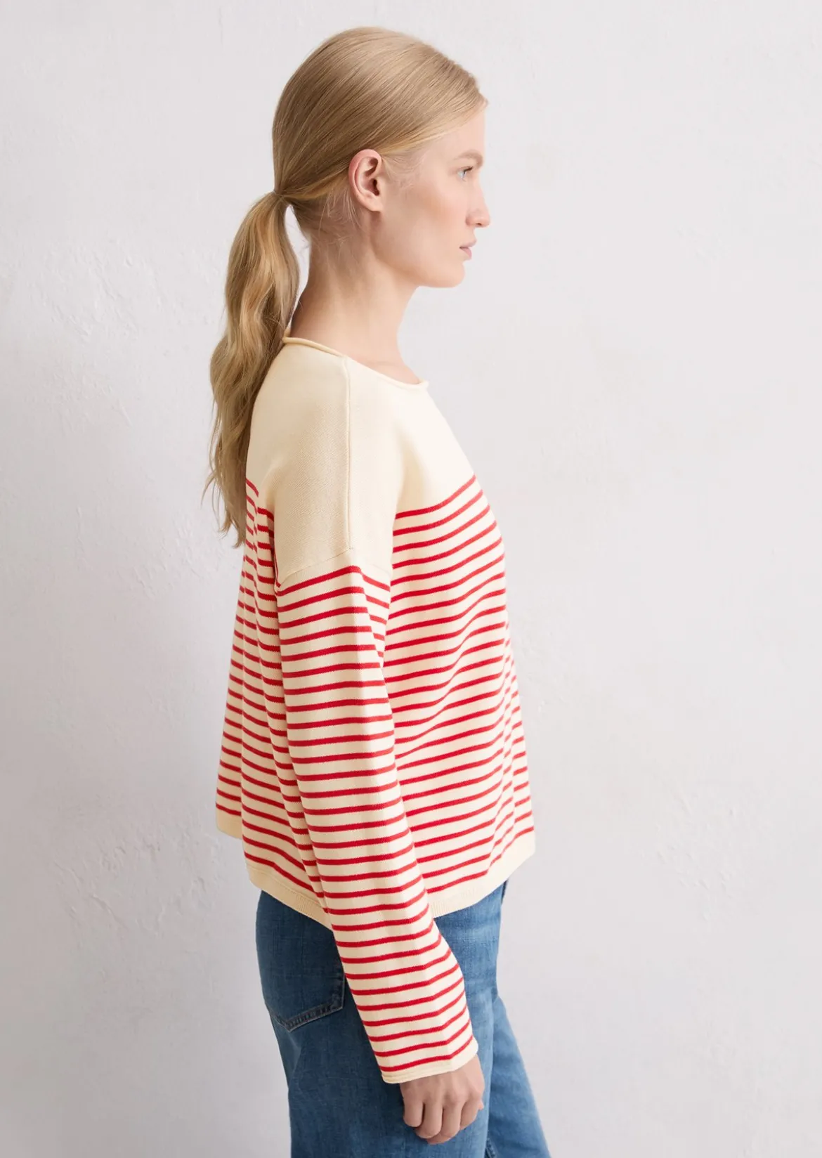 Ringelpullover loose aus reiner Bio-Baumwolle