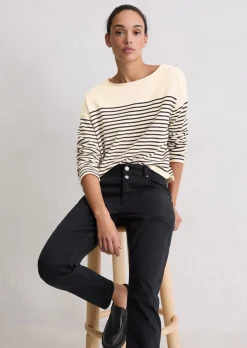 Ringelpullover loose aus reiner Bio-Baumwolle