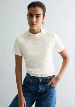Ripp-Jersey-T-Shirt slim aus elastischem Bio-Baumwolle-Mix