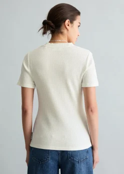 Ripp-Jersey-T-Shirt slim aus elastischem Bio-Baumwolle-Mix